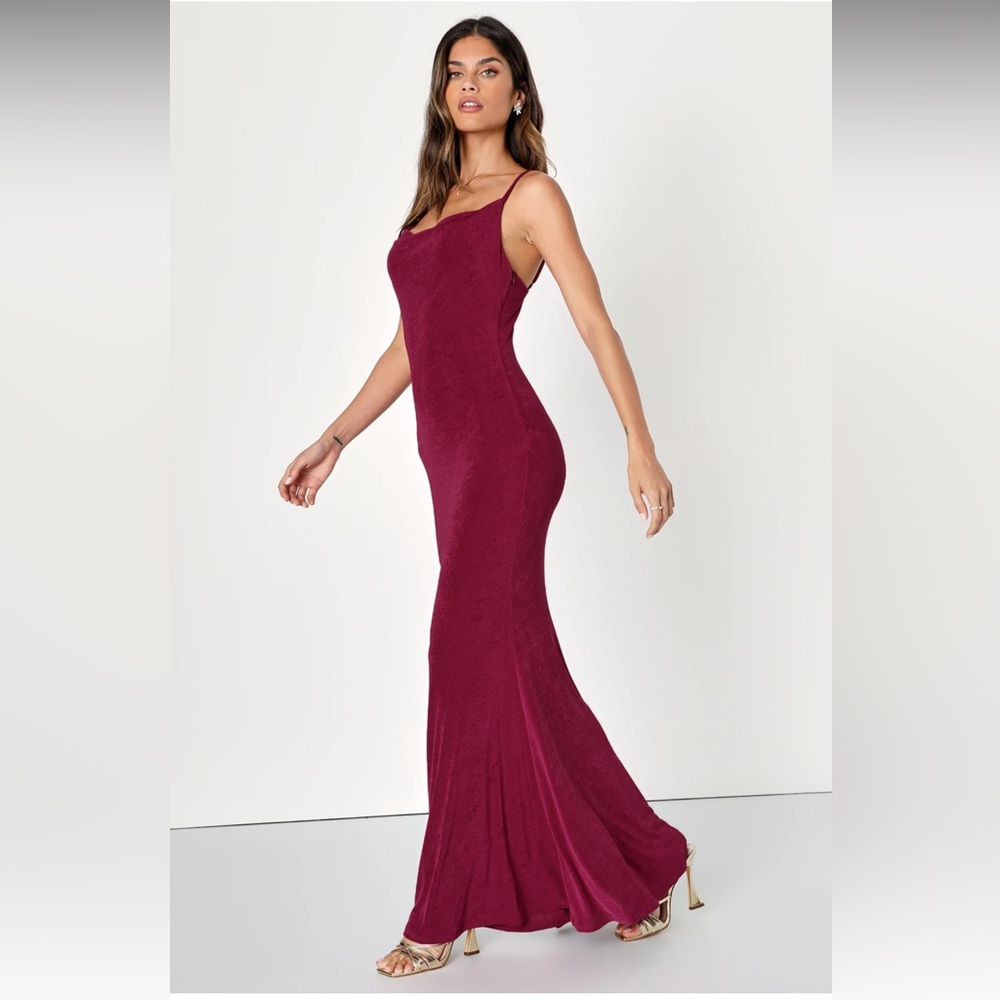 Magenta Cowl Neck Sleeveless Maxi Dress